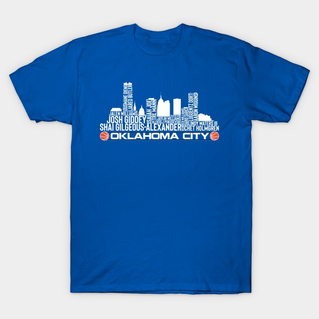 Oklahoma City Basketball Team 23 Player Roster, Oklahoma City City Skyline T-Shirt by Legend Skyline